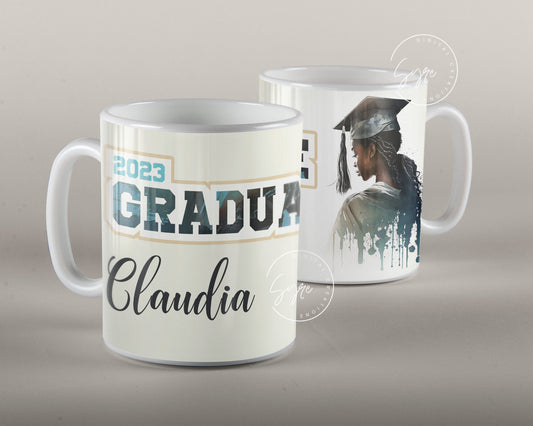 2023 Graduate Mug Wrap, Add Your Own Text, Senior 2023 Mug, Watercolor Mug, Senior Mug Png, Afro Woman Mug, 11 & 15 Oz Mug Sublimation